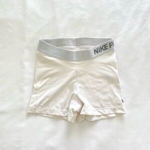 Nike Pro Silver and White Shorts